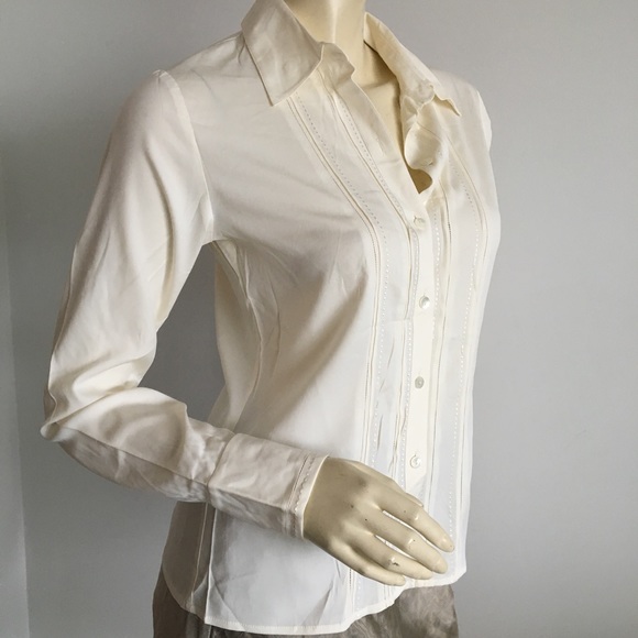 Ann Taylor Tops - Ann Taylor cream embroidered button down blouse